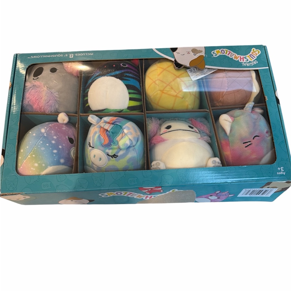 New Squishmallows Pastel Rainbow Plush Set - Blue Pink Purple Yellow Cream
